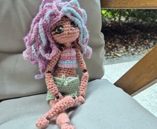 Handmade Crochet Doll with Removable Hair and Hat