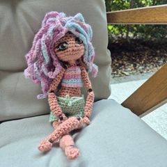 Handmade Crochet Doll with Removable Hair and Hat