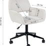 Office Chair Scandinavian Beige Fabric Swivel Adjustable Height and 5 Casters for Children Working at Home, Beige, 56.5x57.5x75-85cm Image 4