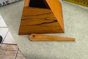 Wooden Salt cellar Triangular three-sided with matching small wooden spoon.