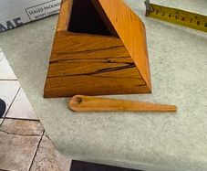 Wooden Salt cellar Triangular three-sided with matching small wooden spoon.