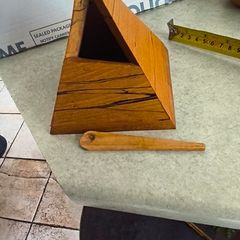 Wooden Salt cellar Triangular three-sided with matching small wooden spoon.