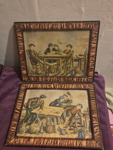 Pair of Vintage Children Playing Cards - Framed prints