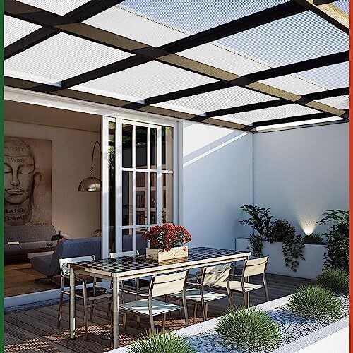 10 x Double Wall Sheets, 6 mm, Can Be Cut to Size, 121 x 60.5 cm, Polycarbonate UV-Resistant, Clear, Twin-Wall Panels, Greenhouse Panels, Multi-Wall Sheets