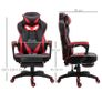 Computer Gaming Chair, Racing Desk Chair with Lumbar Support and Footrest, PU Leather Gamer Chair with Headrest and Swivel Wheels for Home, Red Image 6