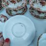 Vintage tea set, 1940's or earlier, with gold edging and floral pattern. Cafe wedding decor Image 4