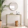 _console table, side table made of tempered glass, modern sofa table, simple structure, adjustable feet, living room, hallway, gold-colored Image 2