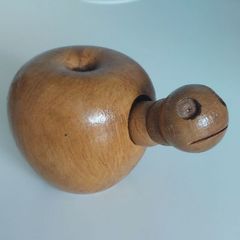 Hand turned wooden apple