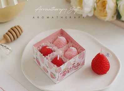 4pcs Strawberry Aromatherapy Candles - Adorable Gift Set