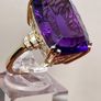 Yellow Gold AAA Zambian Amethyst & Natural Diamond Ring Image 2