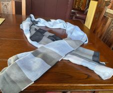 Samoon scarf in shades of light blue grey navy and white