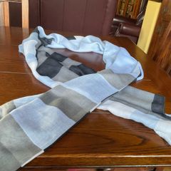Samoon scarf in shades of light blue grey navy and white