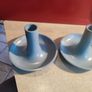 SET OF 2 Handmade Studio Art Pottery Clay Candlestick Holder with TURQUOISE  Glaze Image 5