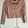 long sleeve beige crop top Image 2