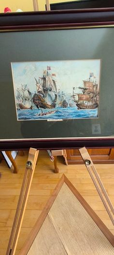 Framed Picturer print of The Spanish Armada, a naval fleet sent by Spain against England in 1588.