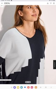 Cecil Oversized Fine Knit Jumper - Navy White- Size XS Fits UK 10 and 12 - BNWT RRP 49.95