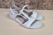 womens ECCO Touch 25 T strap sandals open toe ankle strap grey leather  Size UK 6.5 - 7 EU 40