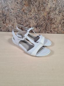 womens ECCO Touch 25 T strap sandals open toe ankle strap grey leather  Size UK 6.5 - 7 EU 40