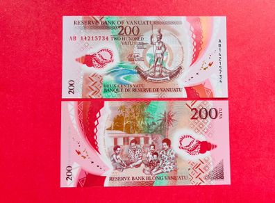 Vanuatu  200 Vatu. 2014  Pick  12a  POLYMER PLASTIC. ( Uncirculated )