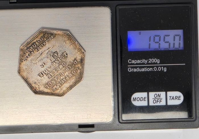France Silver 1837 Insurance Token Coin Scarce