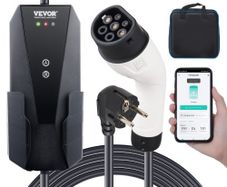 Portable EV Charger Type 2, 16A 3.7 kW, Electric Vehicle Car Charger with 28 ft Charging Cable CEE 7/7 Plug, IEC 62196 Home EV Charging Station with Storage Bag Charging Cable Hook, IP66