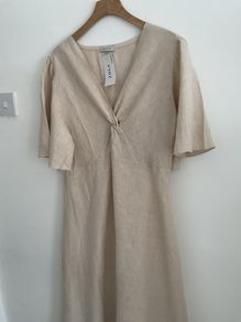 dress Bnwt Zola 100% linen dress onesize oatmeal bell sleeved dress