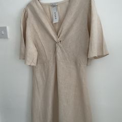 dress Bnwt Zola 100% linen dress onesize oatmeal bell sleeved dress