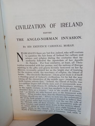 Civilization of Ireland Before the Anglo-Norman Invasion by Cardinal Moran (HQ700)