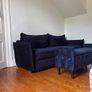 Navy velvet couch with matching Ottoman. Perfect condition Image 3