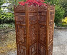 Vintage 1970s Indian Jali Screen , 4 Panels , Brass Inlay , Very Heavy