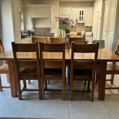 Solid Wood Dining Table & 8 Chairs