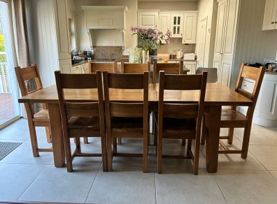 Solid Wood Dining Table & 8 Chairs