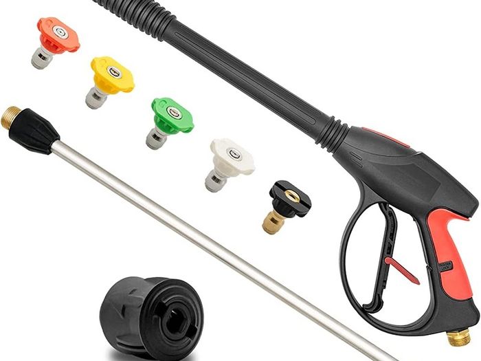 4000PSI Pressure Washer Long Gun,with Replacement Wand Extension, 5 Nozzle Tips, M22 14MM & Karcher Quick connector for Car Washer Cleaning Tool (FREE POSTAGE)