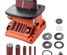 Oscillating Belt and Spindle Sander, 2000RPM Benchtop Spindle Sander with 16mm Stroke, 5 Sleeves (12.7-50.8 mm) & 610 x 98 mm Sanding Belt for Woodworking, Furniture Sanding, DIY Projects