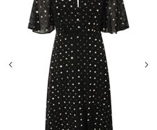Monsoon Demetria sequin hearts hanky hem dress black
