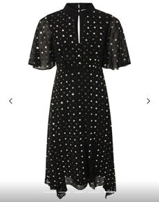 Monsoon Demetria sequin hearts hanky hem dress black
