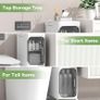 Slim Bathroom Cabinet, Freestanding Plastic Toilet Storage Unit with Door, Waterproof Small Trolley with Wheels for Office, Living Room, Kitchen, Entryway (21W/67H/34D, 2 tier) Image 6