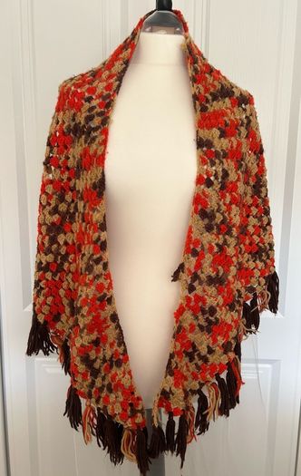 Vintage woollen shawl, Autumnal colours