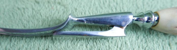 Antique Bone Handle Flatware Serving Meat Fork with Guard