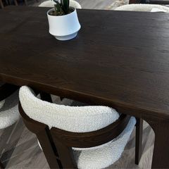Contemporary Dark Walnut Dining Table Ex Display, Excellent Condition