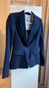 Women's 1-button Blue Casual & Semi-Formal Waist Cropped Blazer/Coat/Jacket by Bershka, UK Size M (worn by EU38)