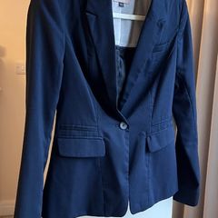 Women's 1-button Blue Casual & Semi-Formal Waist Cropped Blazer/Coat/Jacket by Bershka, UK Size M (worn by EU38)