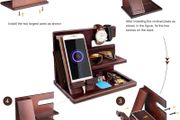 Gifts for Men Bedside Organiser Wood Phone Docking Station Dad Birthday Gifts for Him Nightstand Key Wallet Watch Stand Mens Gifts for Xmas Presents for Dad Husband Boyfriend Anniversary &amp; Christmas
