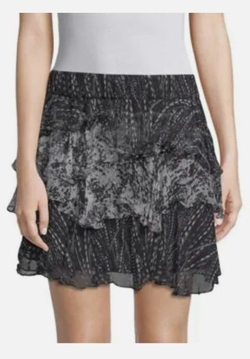 Iro Loey Ruffled Tiered Mini Skirt Black White  Size 10