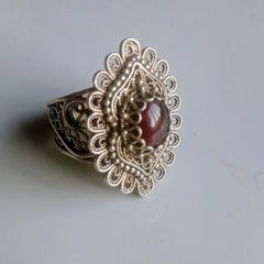 Sterling silver garnet ring size U 10.47g