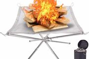 Portable Fire Pit Outdoor 16.5 Inch, Collapsing Steel Mesh Camping Fire Pit, Folding Legs and Carry Bag Design