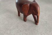 Small wooden elephant figurine, stylised elephant ornament with beautiful grain. Carved elephant collectible