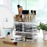 _Cosmetic Organiser Makeup Box Clear Cosmetic Box with 8 Drawers and Black Inserts for Lipstick and Other Makeup and Jewellery - Clear Image 3