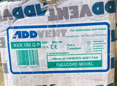 ADDVENT AVX100QP extractor pull cord fan