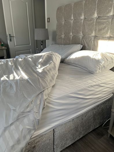 Plush bed base and headboard